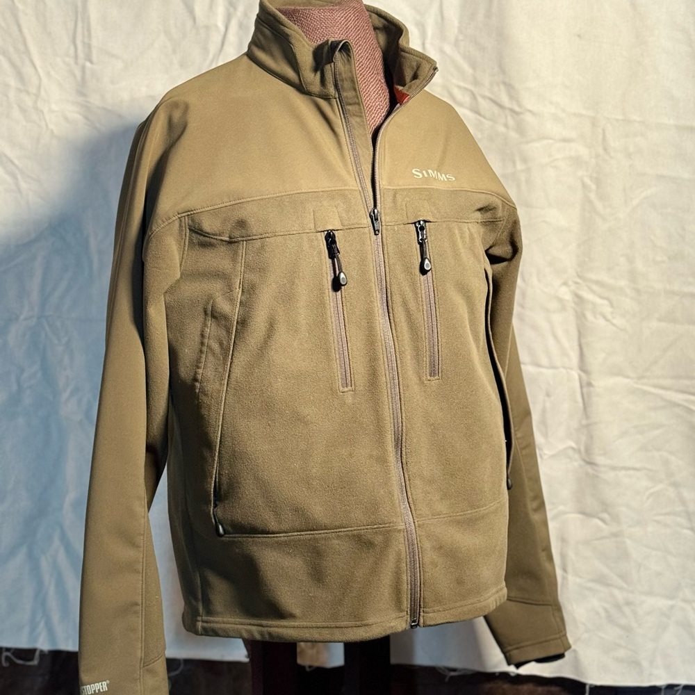 Simms 4-Pocket Fleece Windstopper Jacket – Green/Tan-Medium